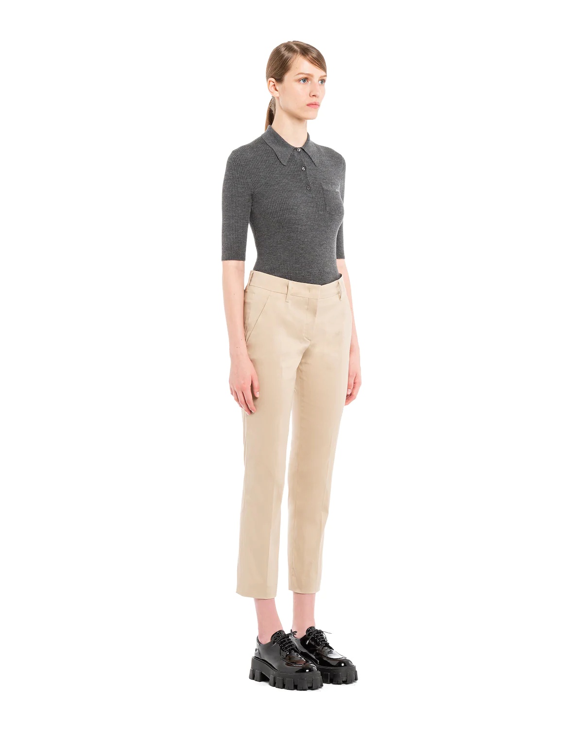 Stretch cotton poplin trousers - 3