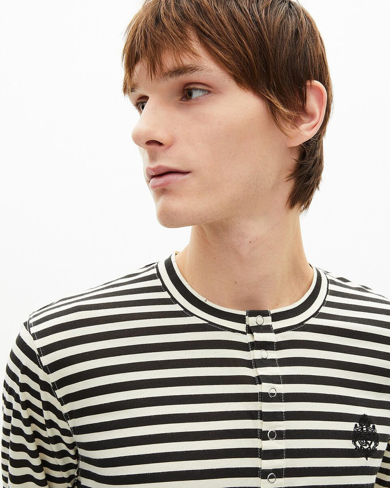 BEIGE STRIPED LONG-SLEEVED T-SHIRT 4