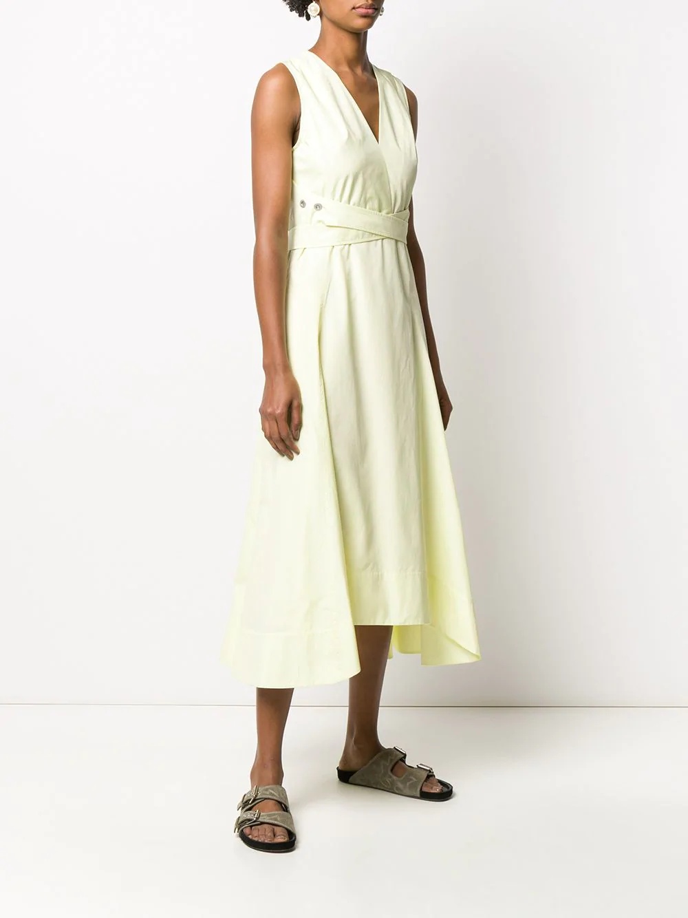 sleeveless V-neck poplin dress - 3