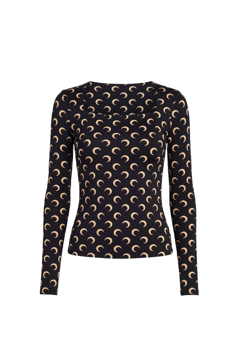 MOON PRINTED JERSEY LS SQUARENECK TOP 1