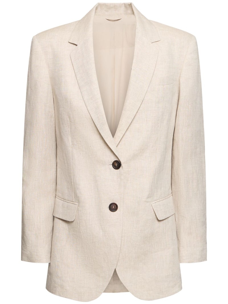 Single breast linen jacket - 1