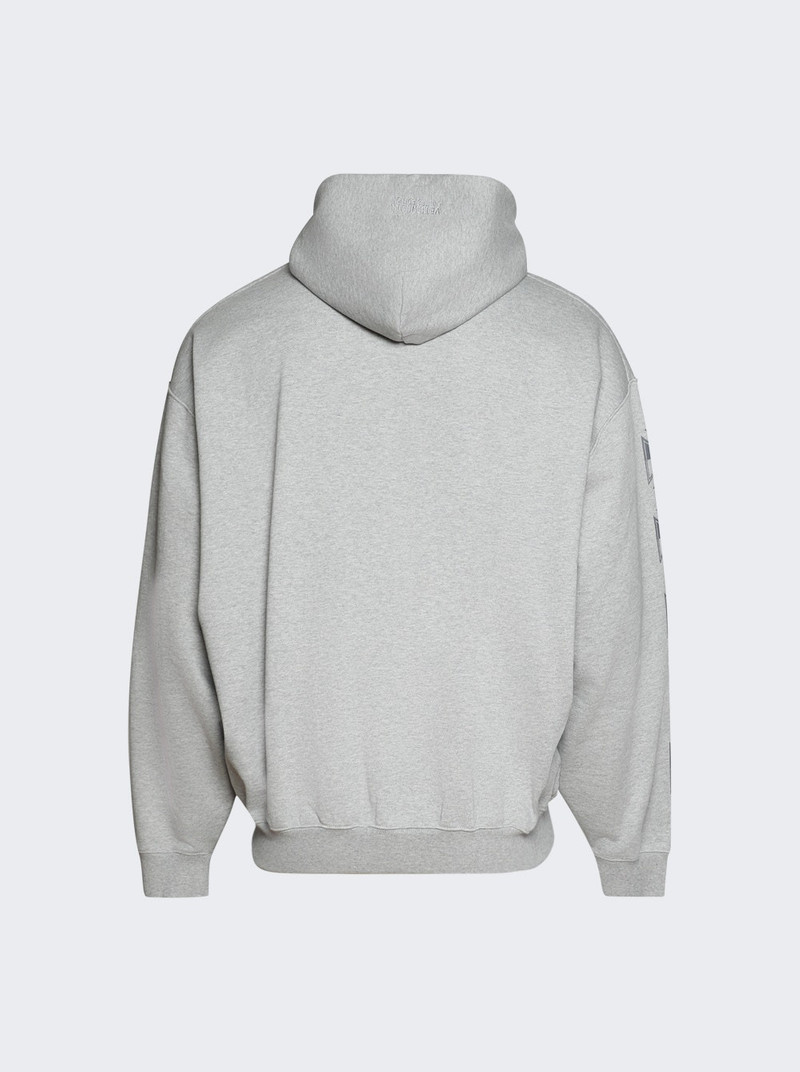 VETEMENTS Embroidered Biker Cross Sleeves Zip-up Hoodie Grey Melange outlook