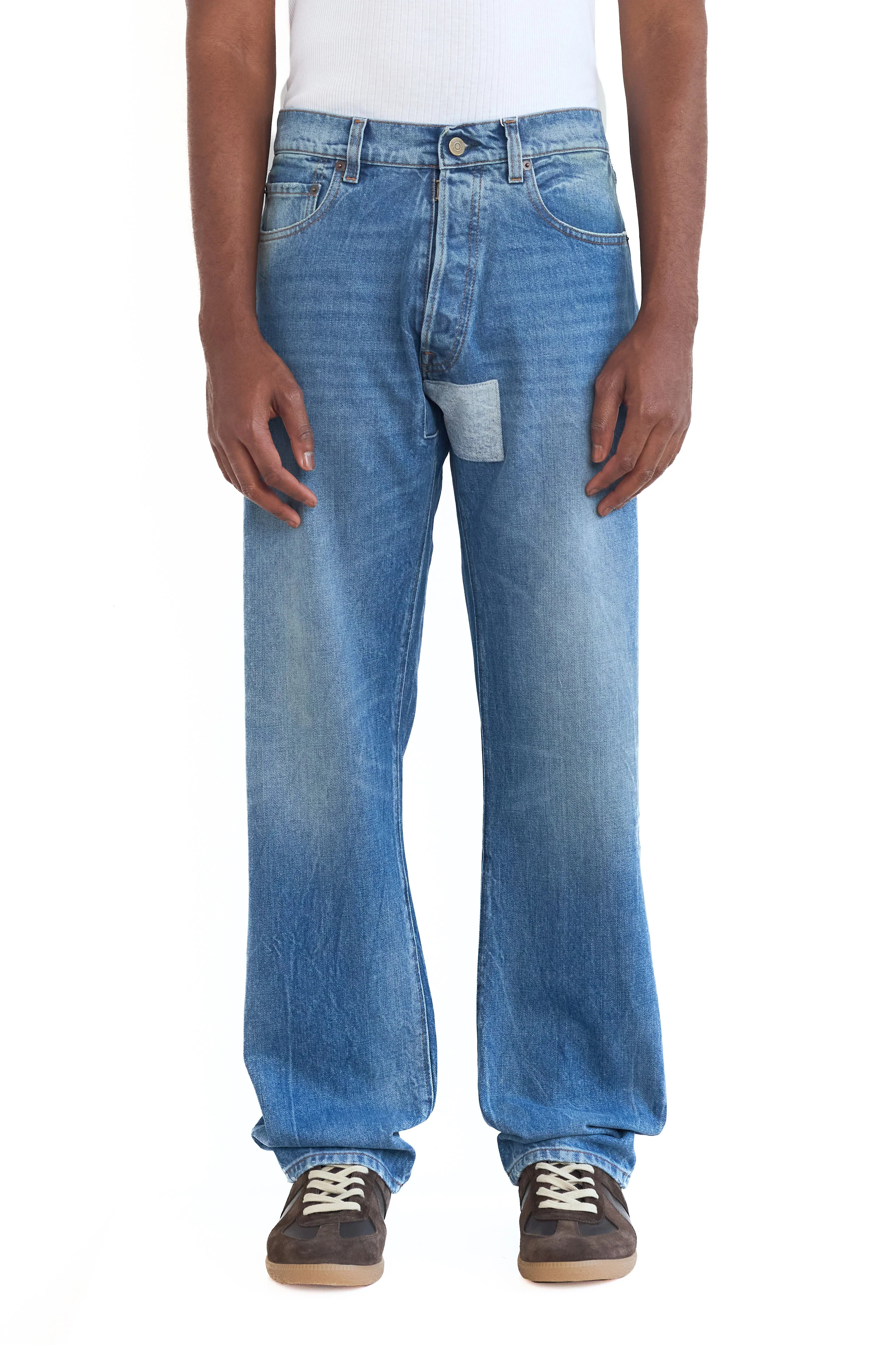 Maison Margiela Slim Repaired Jeans Vintage Medium Blue - 5