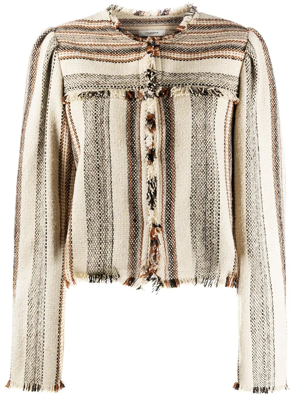 collarless fringed jacket - 1