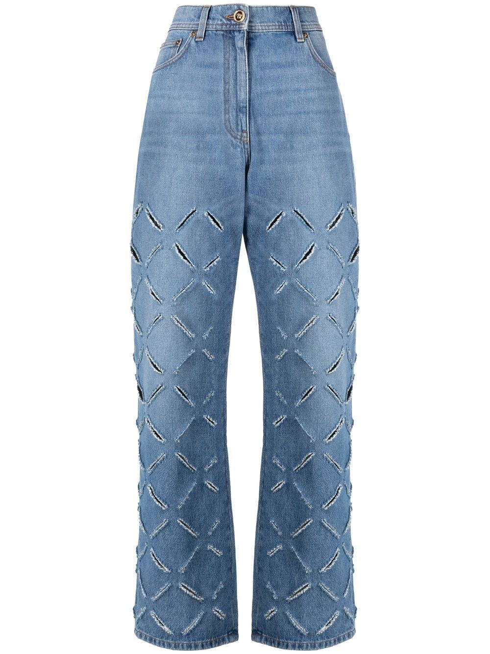 rip-detailed straight-leg jeans - 1