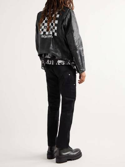 Enfants Riches Déprimés Distressed Embellished Leather Biker Jacket outlook