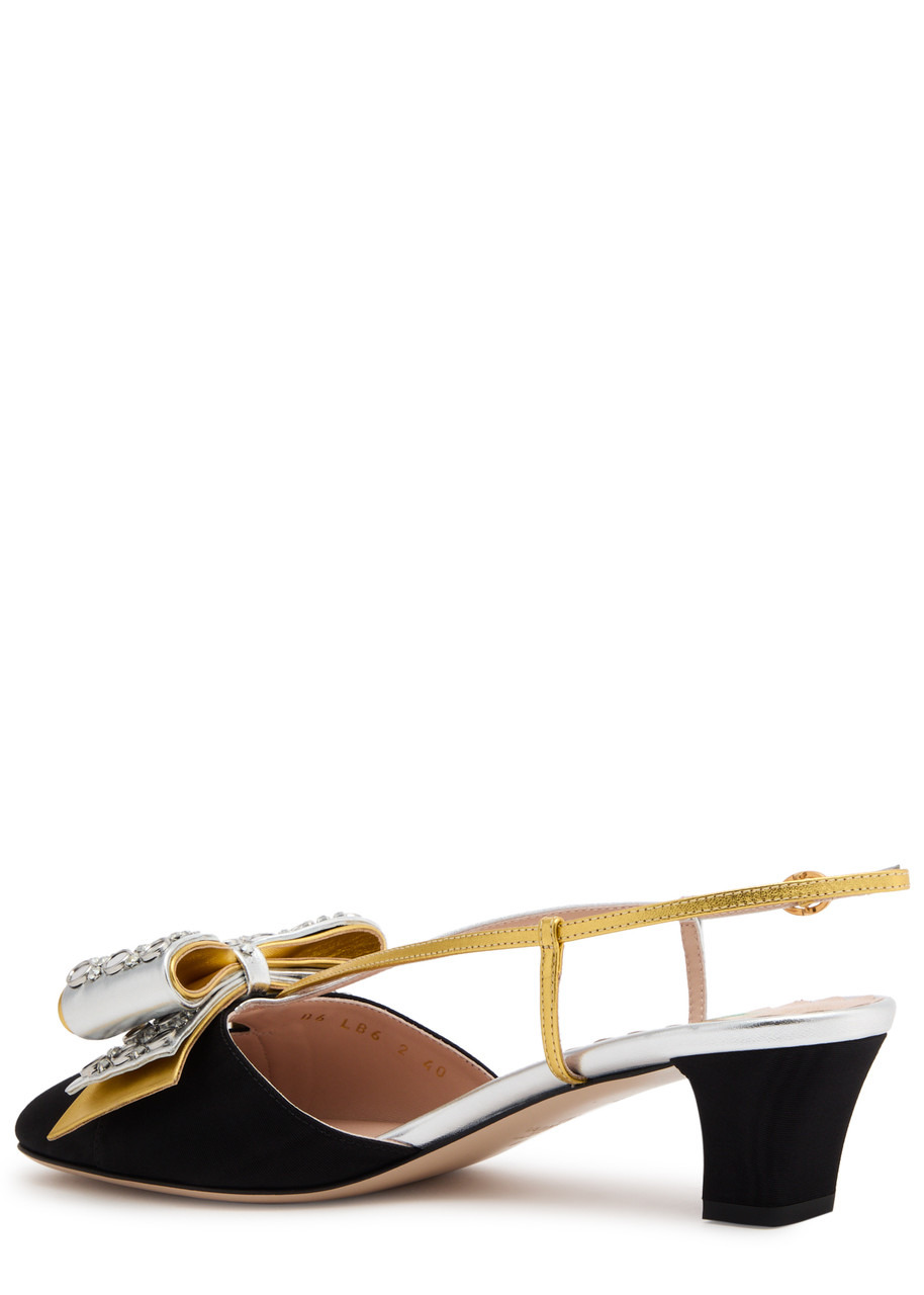Valentino Bowow 45 Embellished Moiré Pumps - 2