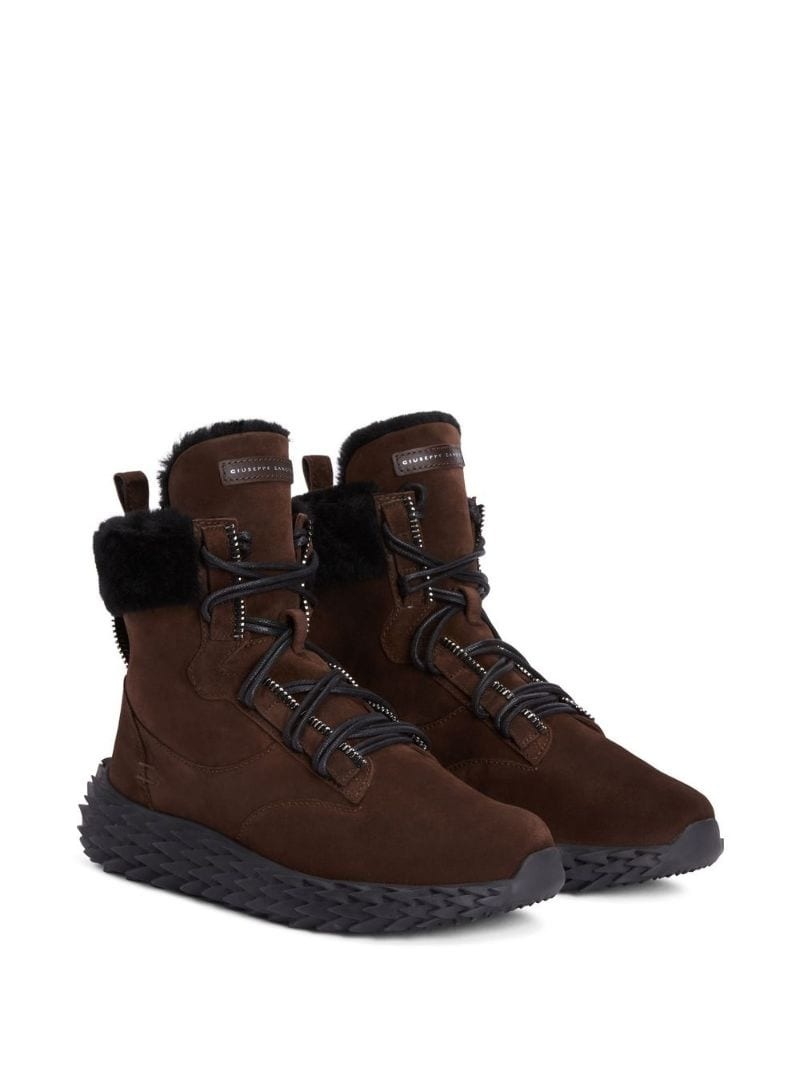 shearling-trim hi-top sneakers - 2