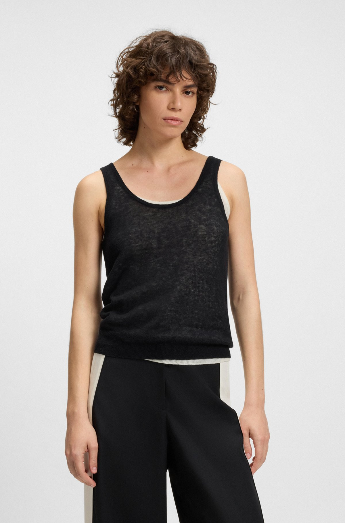 KNITTED VEST TOP WITH LAYERED DESIGN - 2