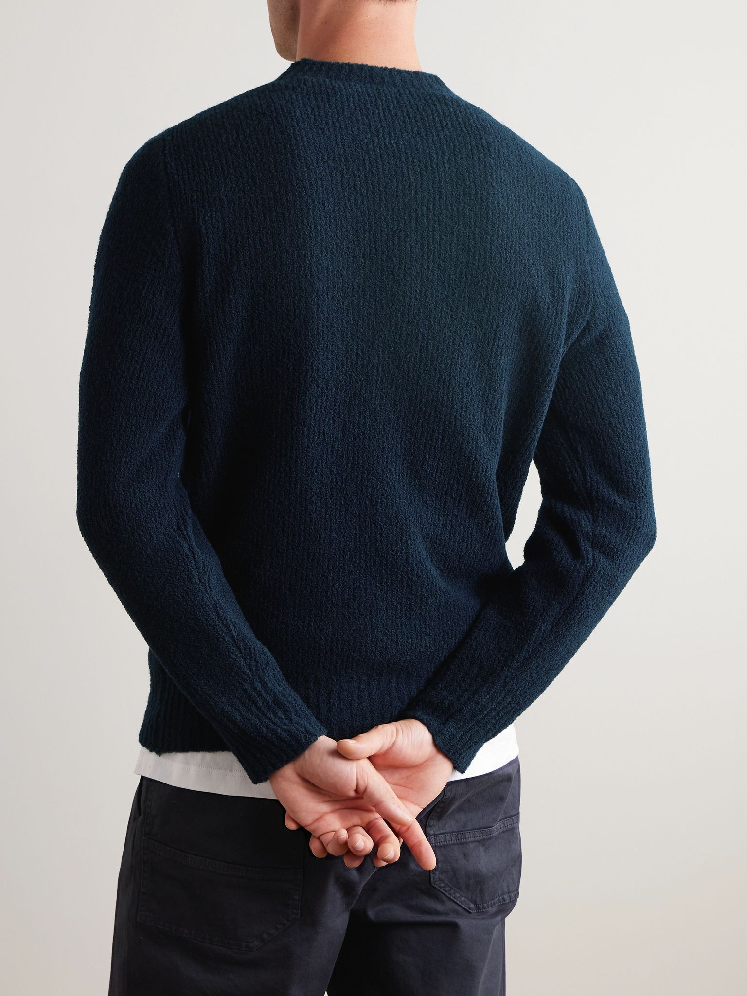 Wool-Blend Chenille Sweater Navy - 3