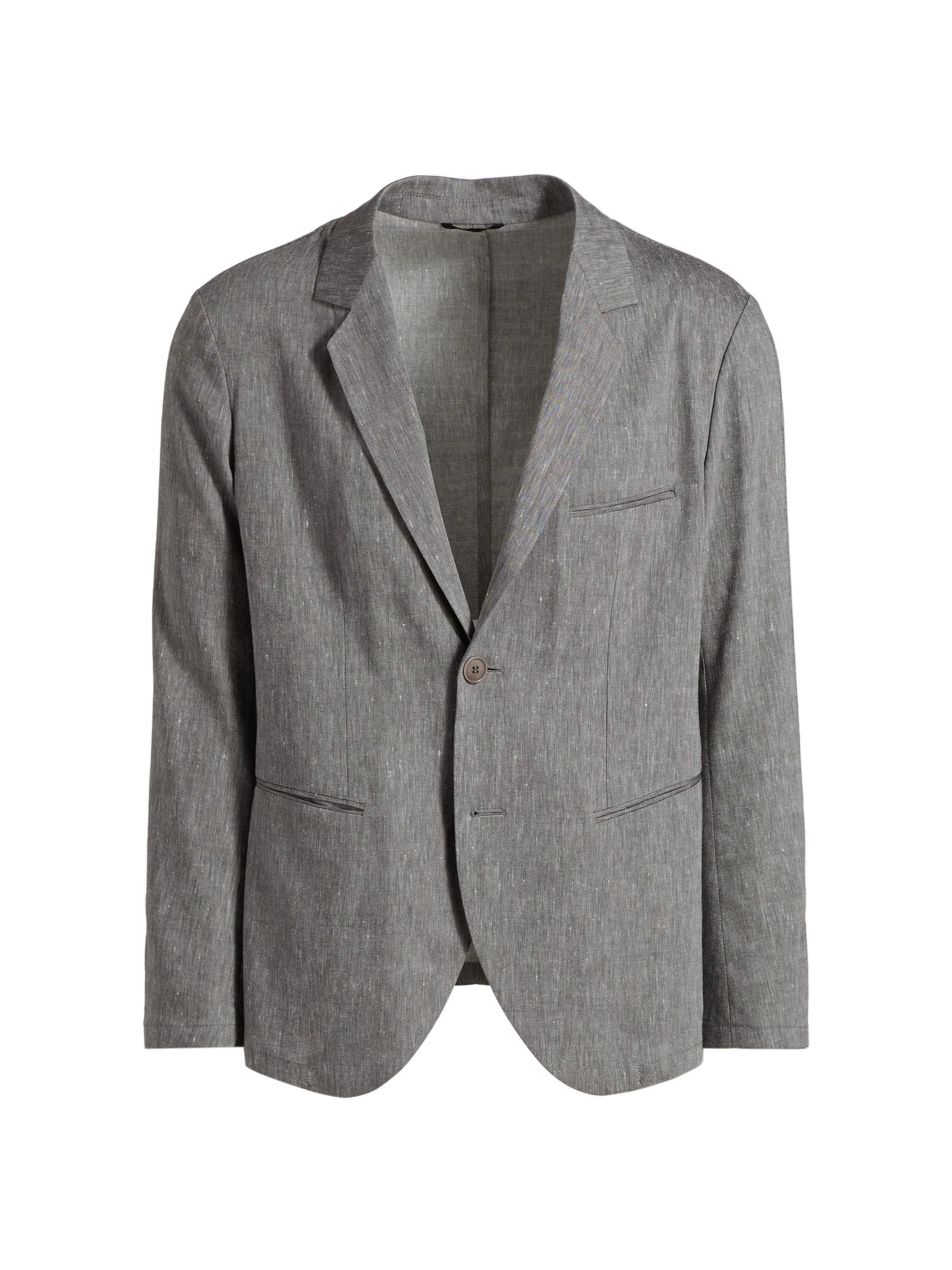 Men's Notch Lapel Linen-Wool Blazer - Grey - 1