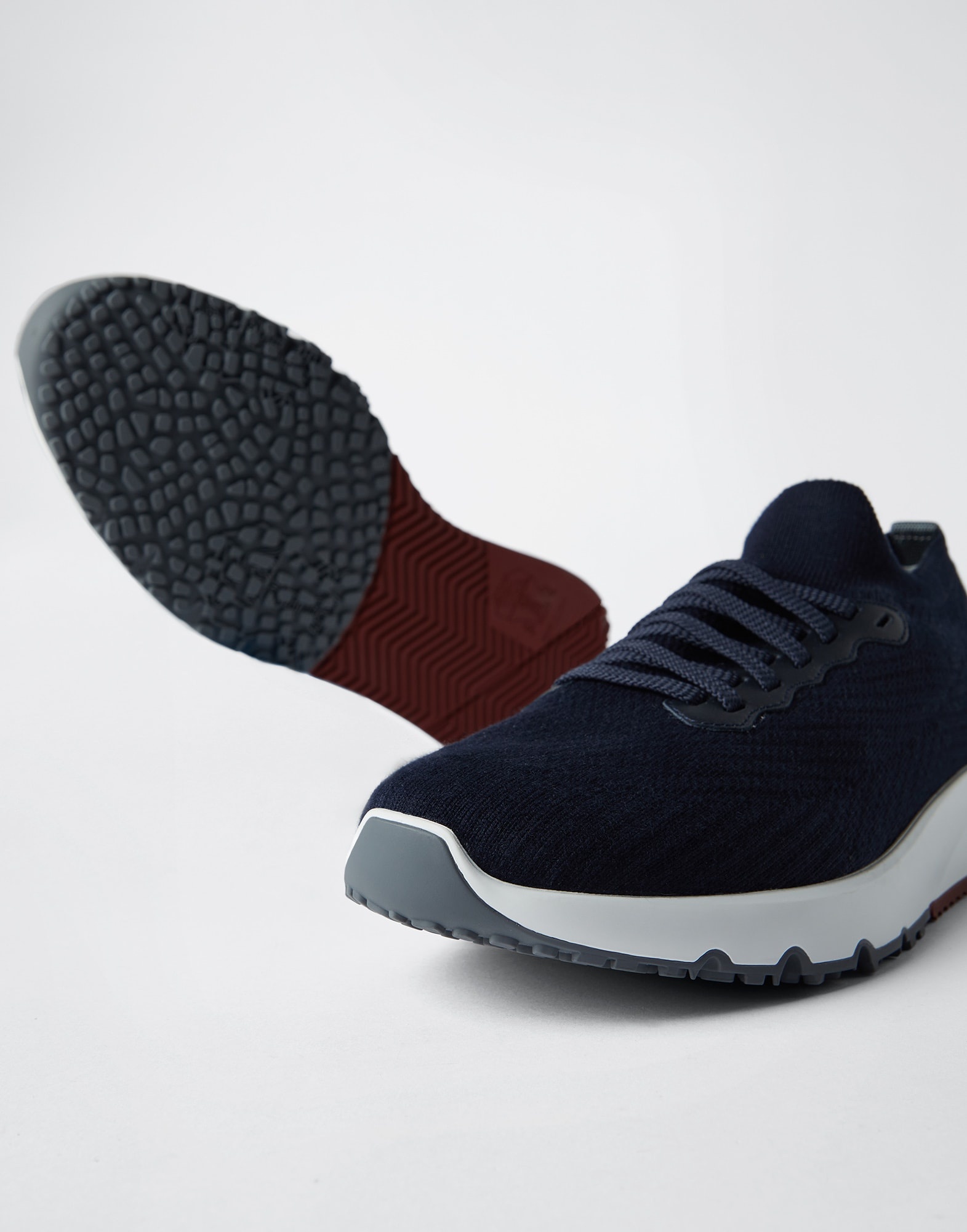 Cotton knit and semi-polished calfskin runners - 3