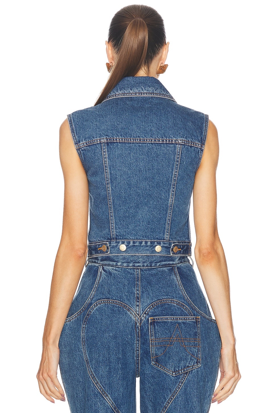 Gemstone Button Denim Gilet - 3