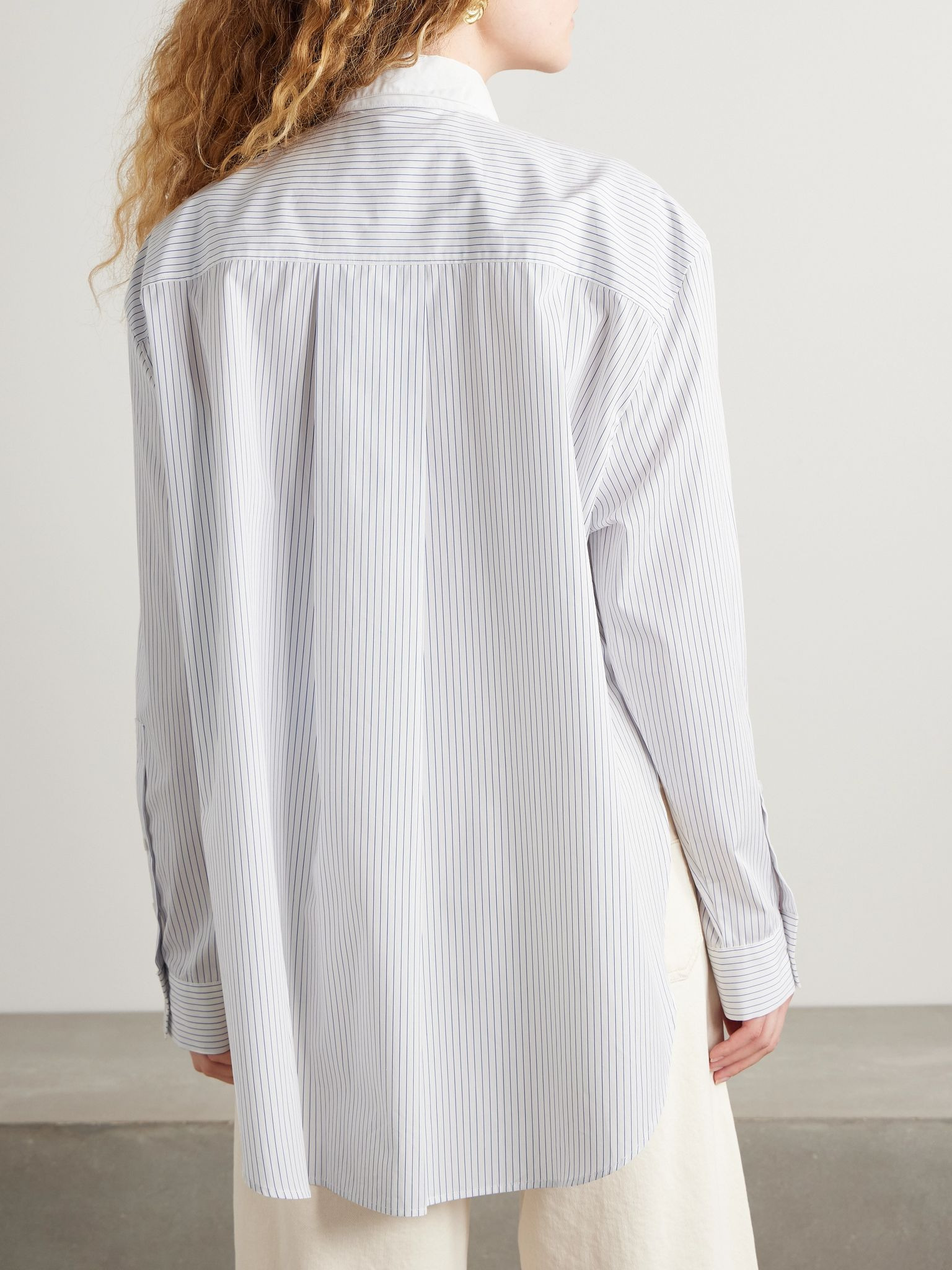 Striped organic cotton-poplin shirt Off-white - 4