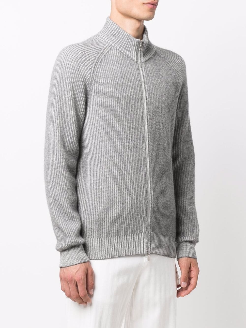 zip-up  knitted cashmere jumper - 3