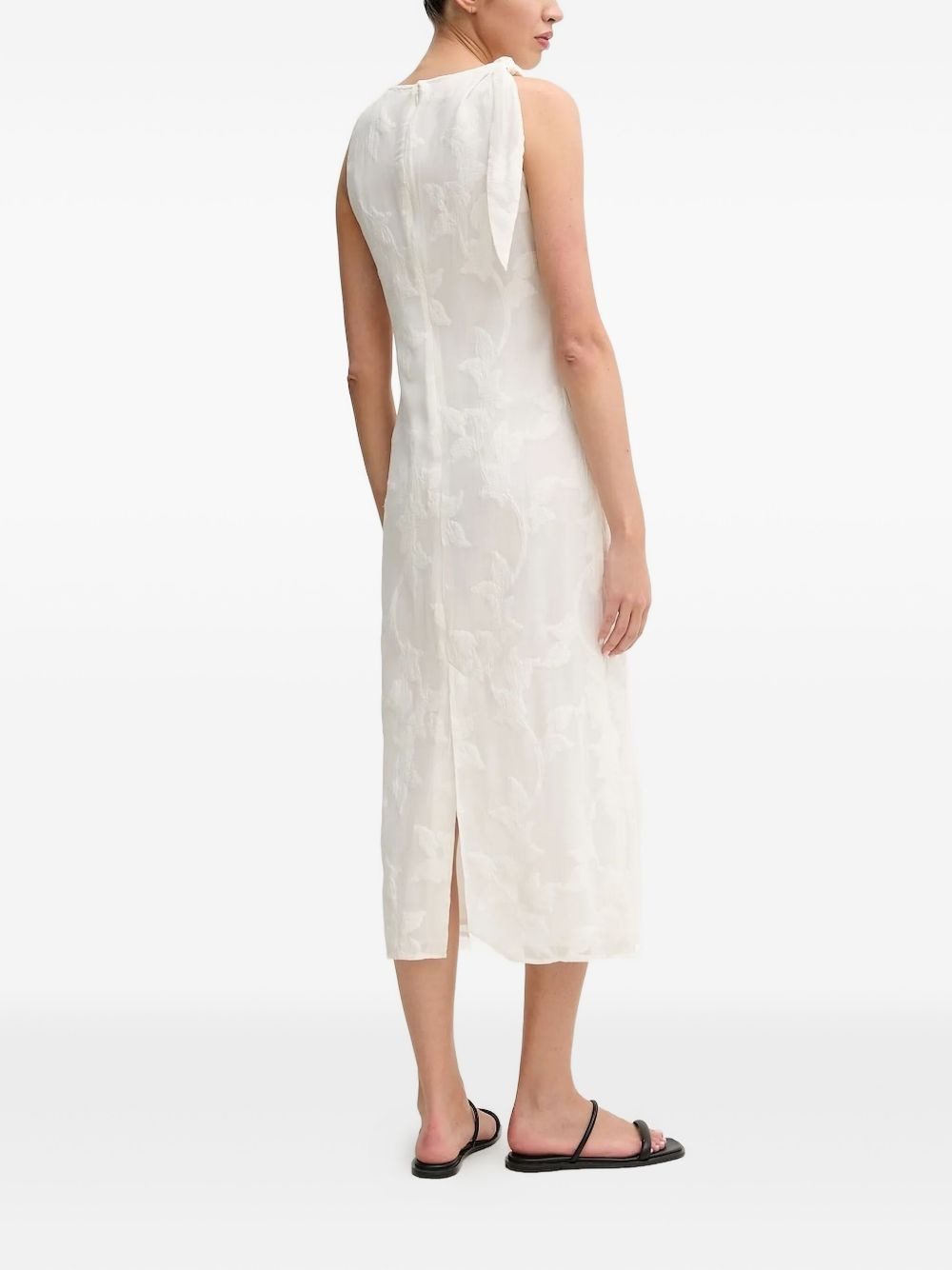 tie-detailing embossed midi day dress - 3