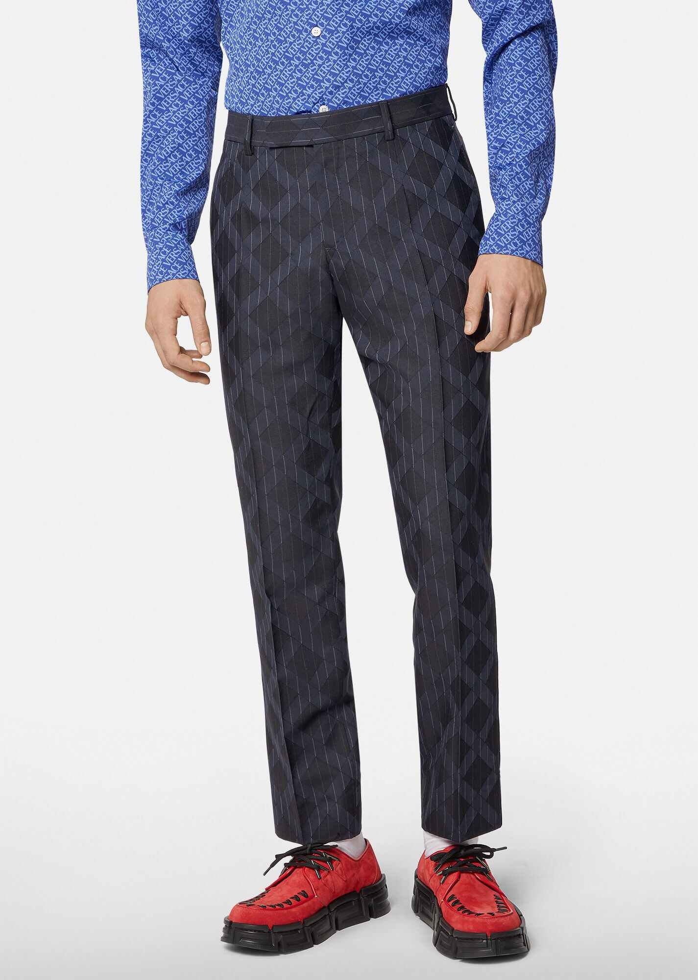 Pinstripe Argyle Wool Jacquard Pants - 2