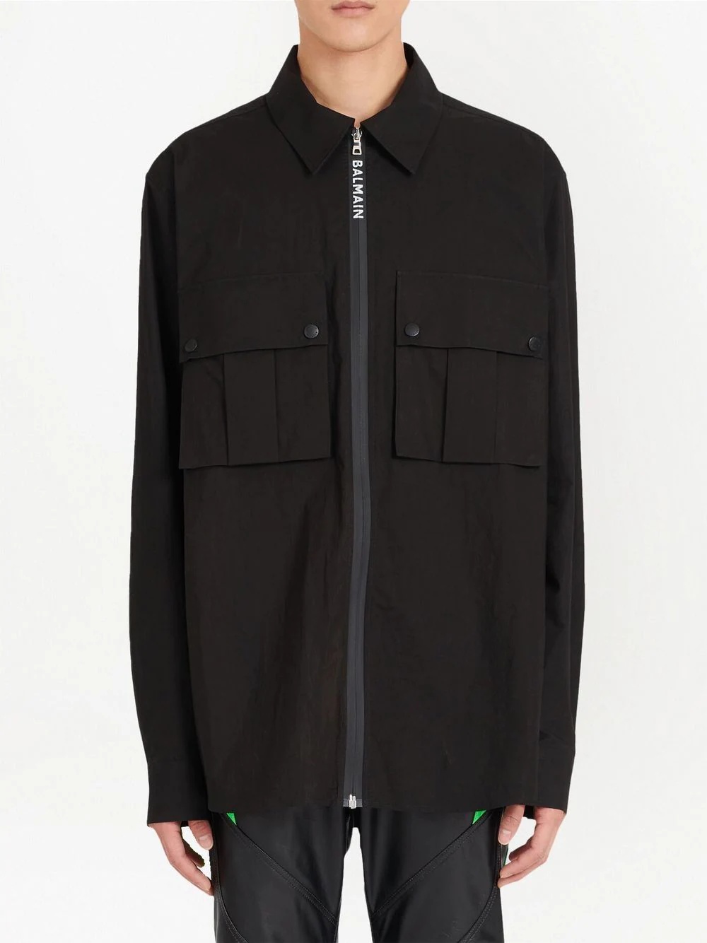 zip-up cotton shirt - 3