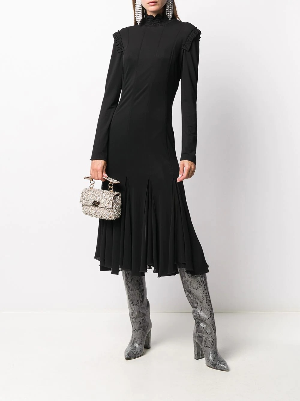 ruffle-embellished mid-length dress - 2