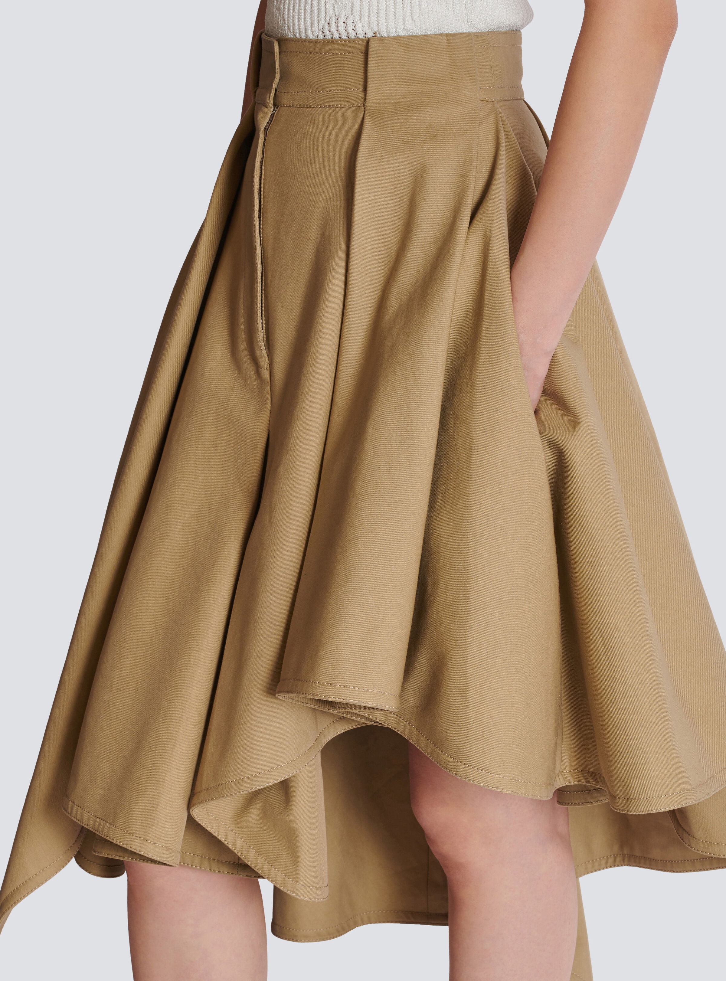 Asymmetric pleated cotton skirt - 7