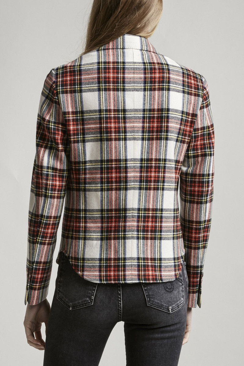 R13 TUCKED BOYFRIEND BLAZER - ECRU TARTAN outlook