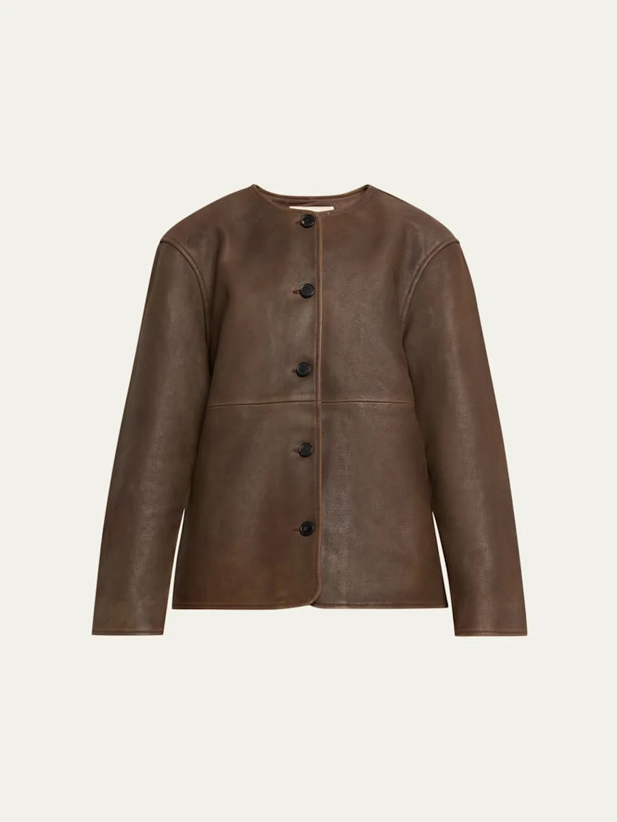 Linnea Washed-Effect Lambskin Leather Jacket - 1