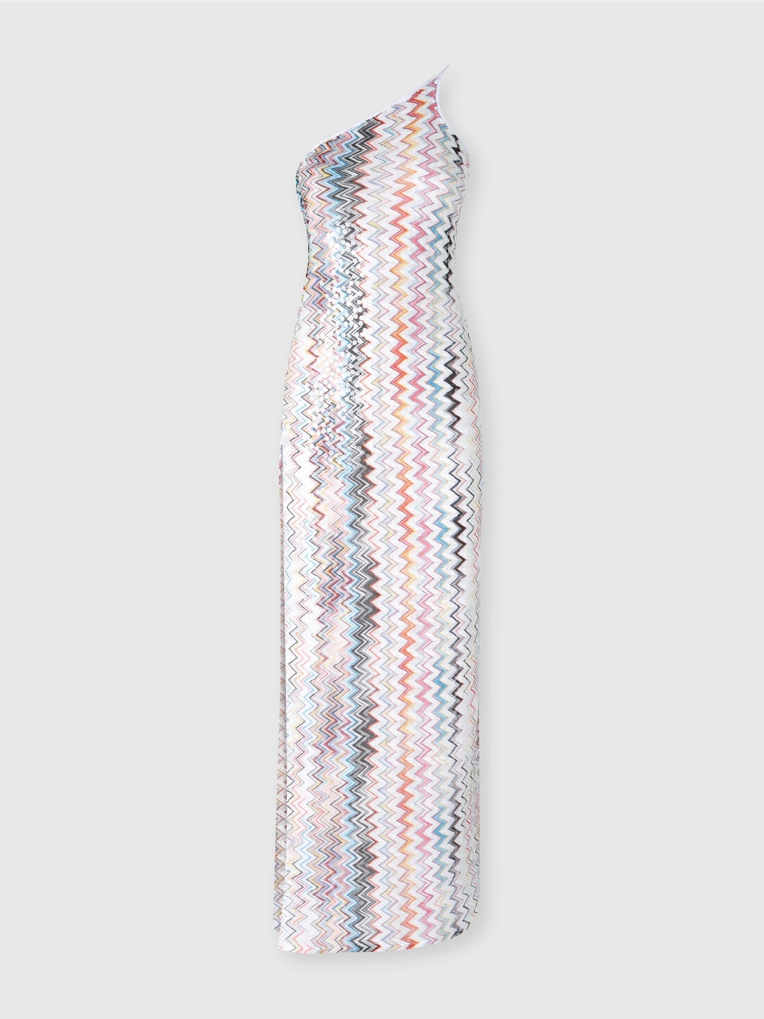 Long one-shoulder cover-up with zig zag pattern - 1