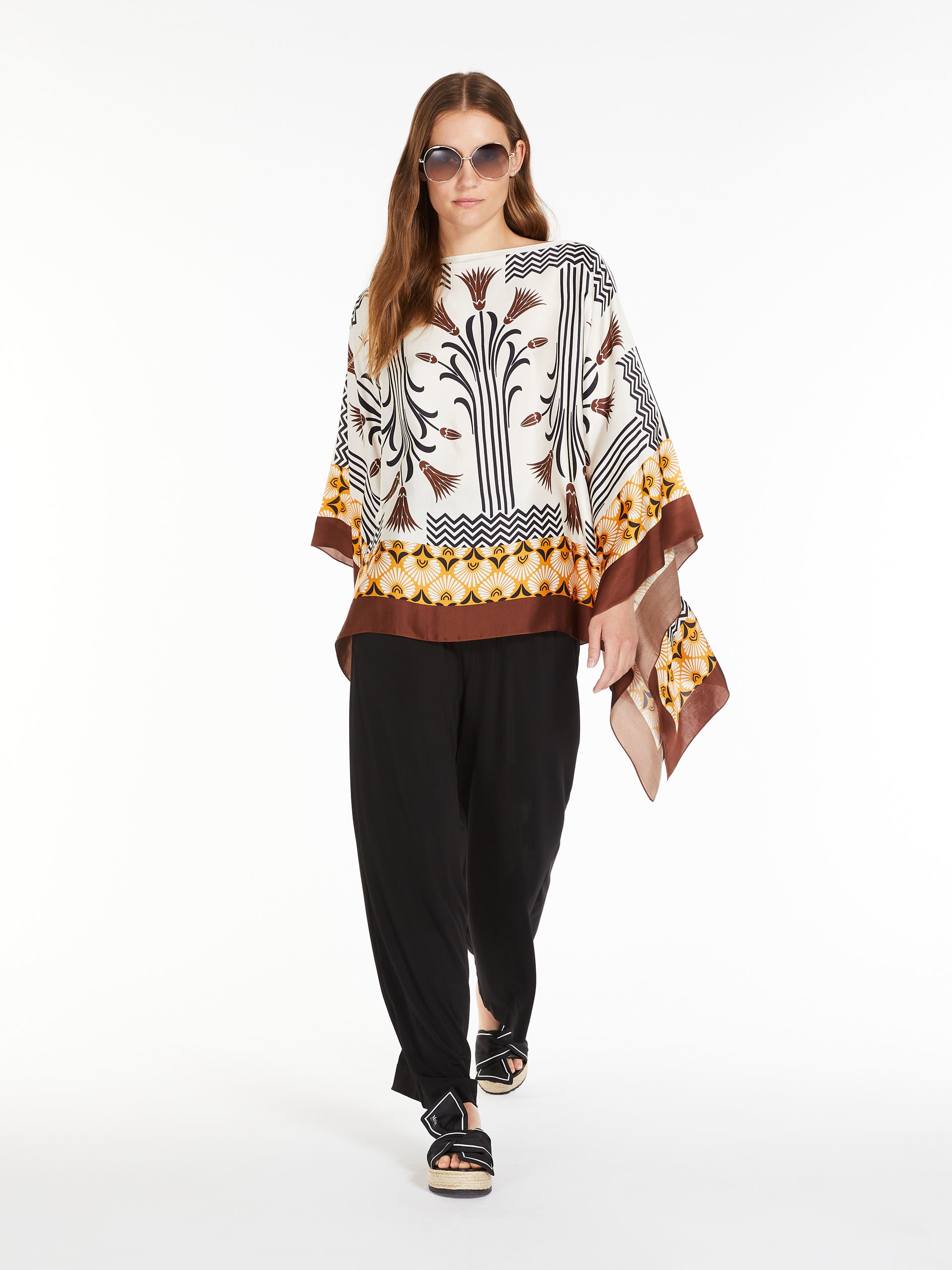 ACRO Printed satin poncho - 2