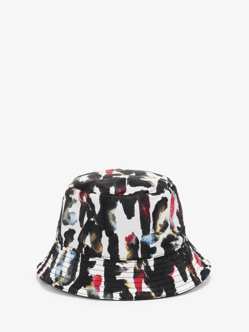 Men's Watercolour Graffiti Reversible Bucket Hat in Black/multicolour - 1