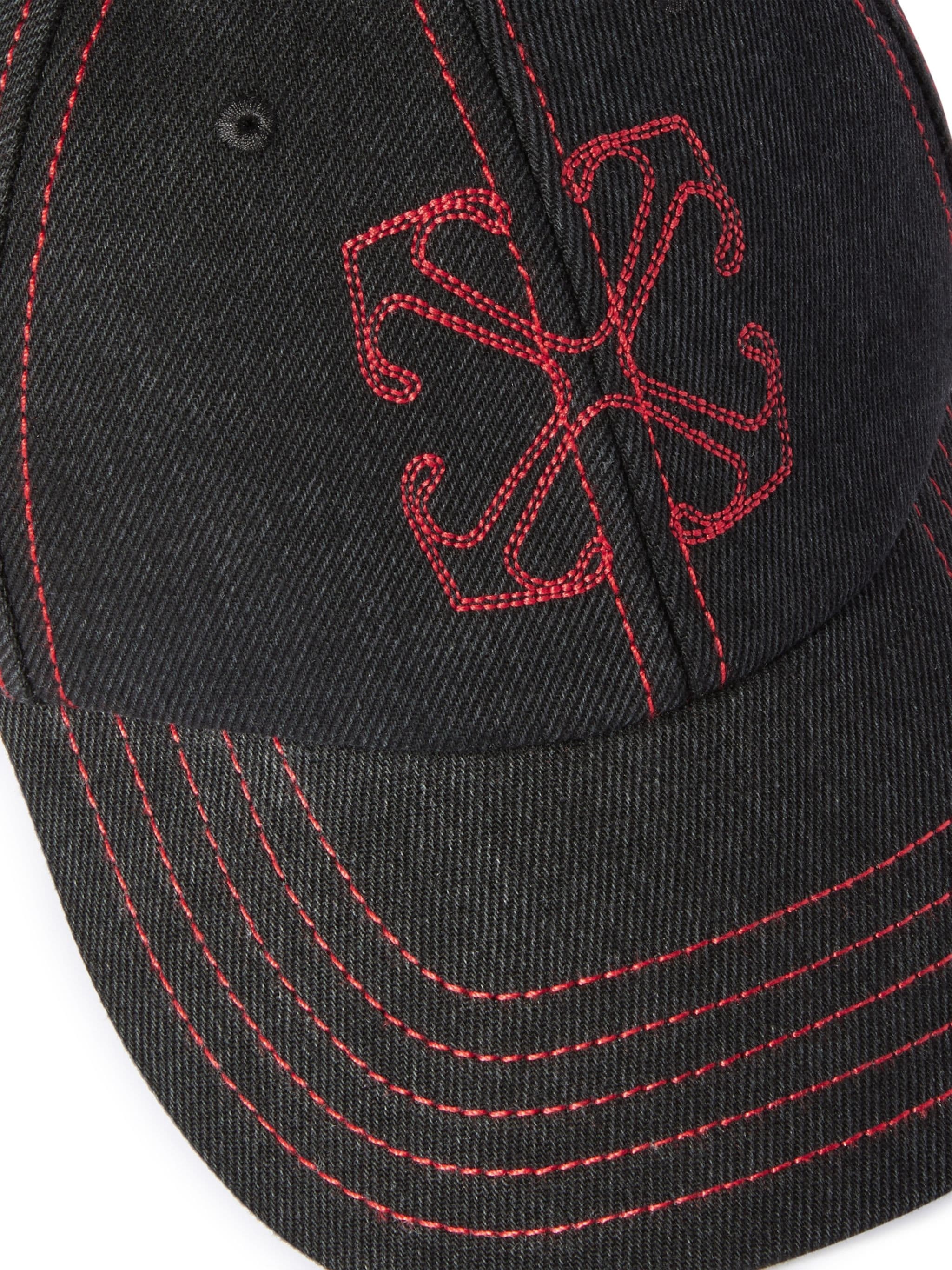 Black/red Arrow Denim Baseball Cap - 3