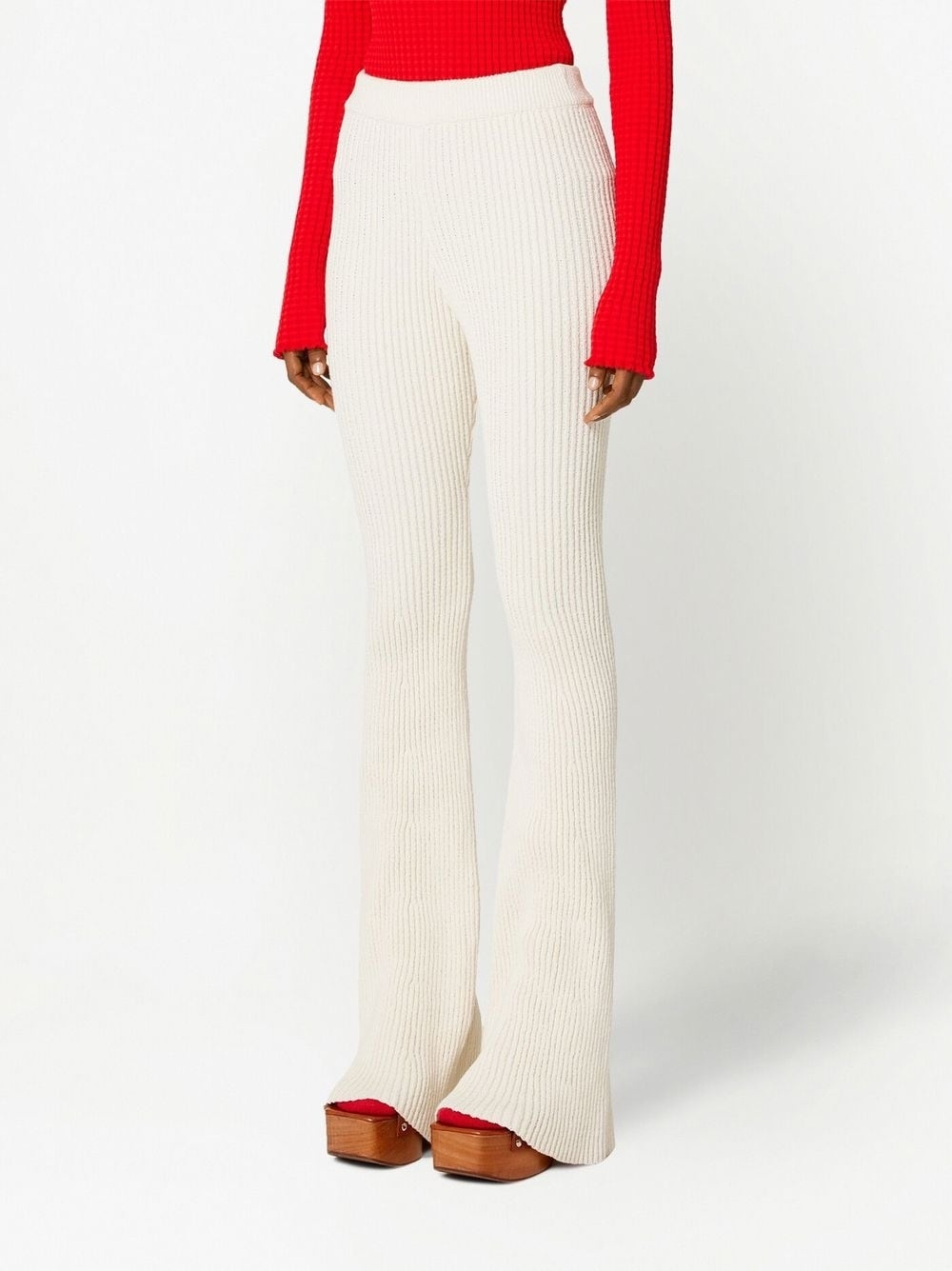 flared knitted trousers - 3