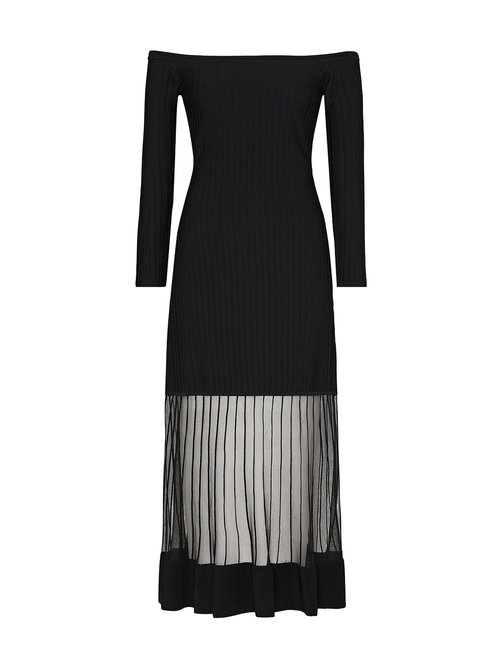 Women's Ots Sheer Knit Off-Shoulder Midi-Dress - Black - 1