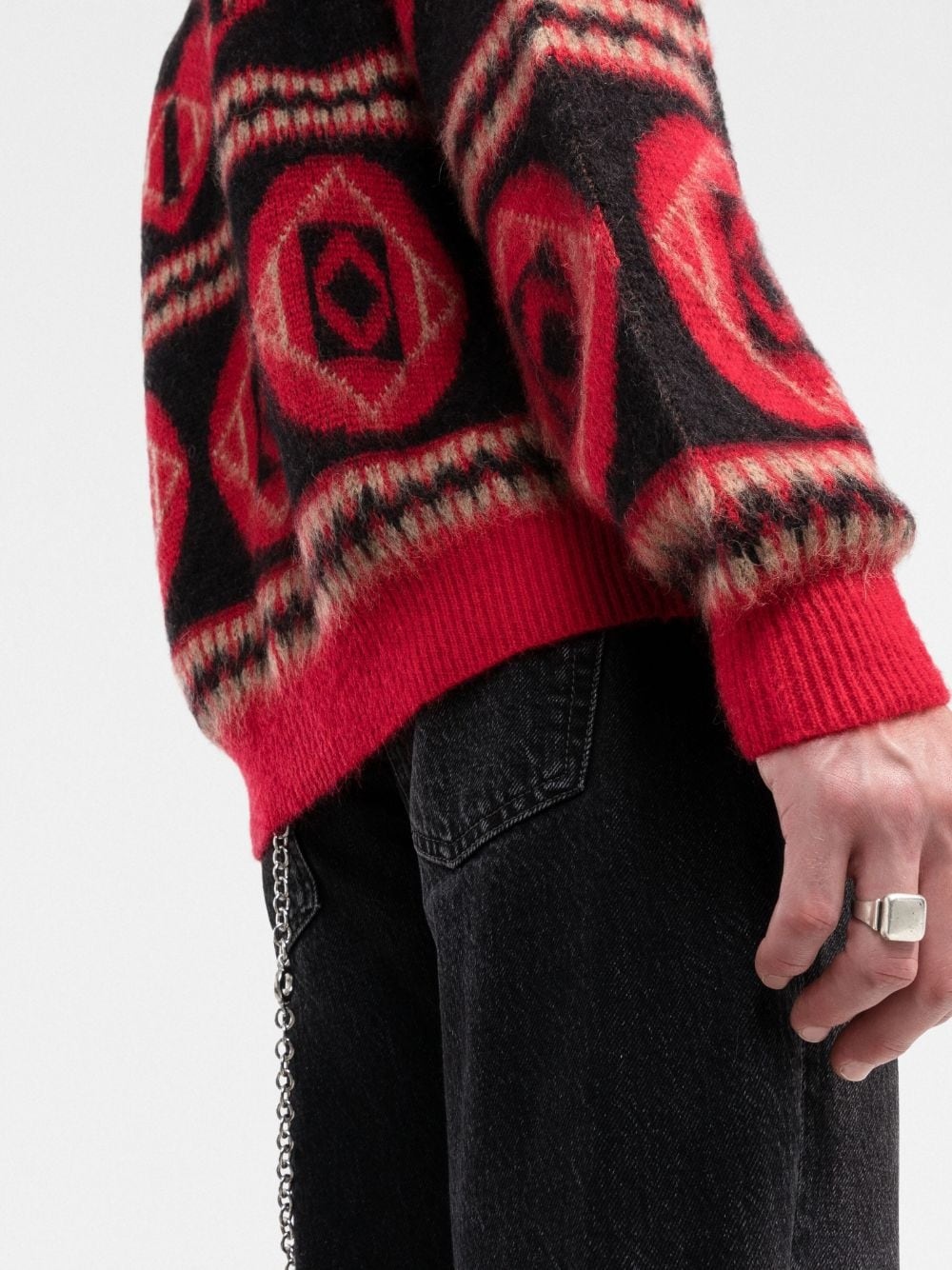logo heart intarsia-knit cardigan - 5