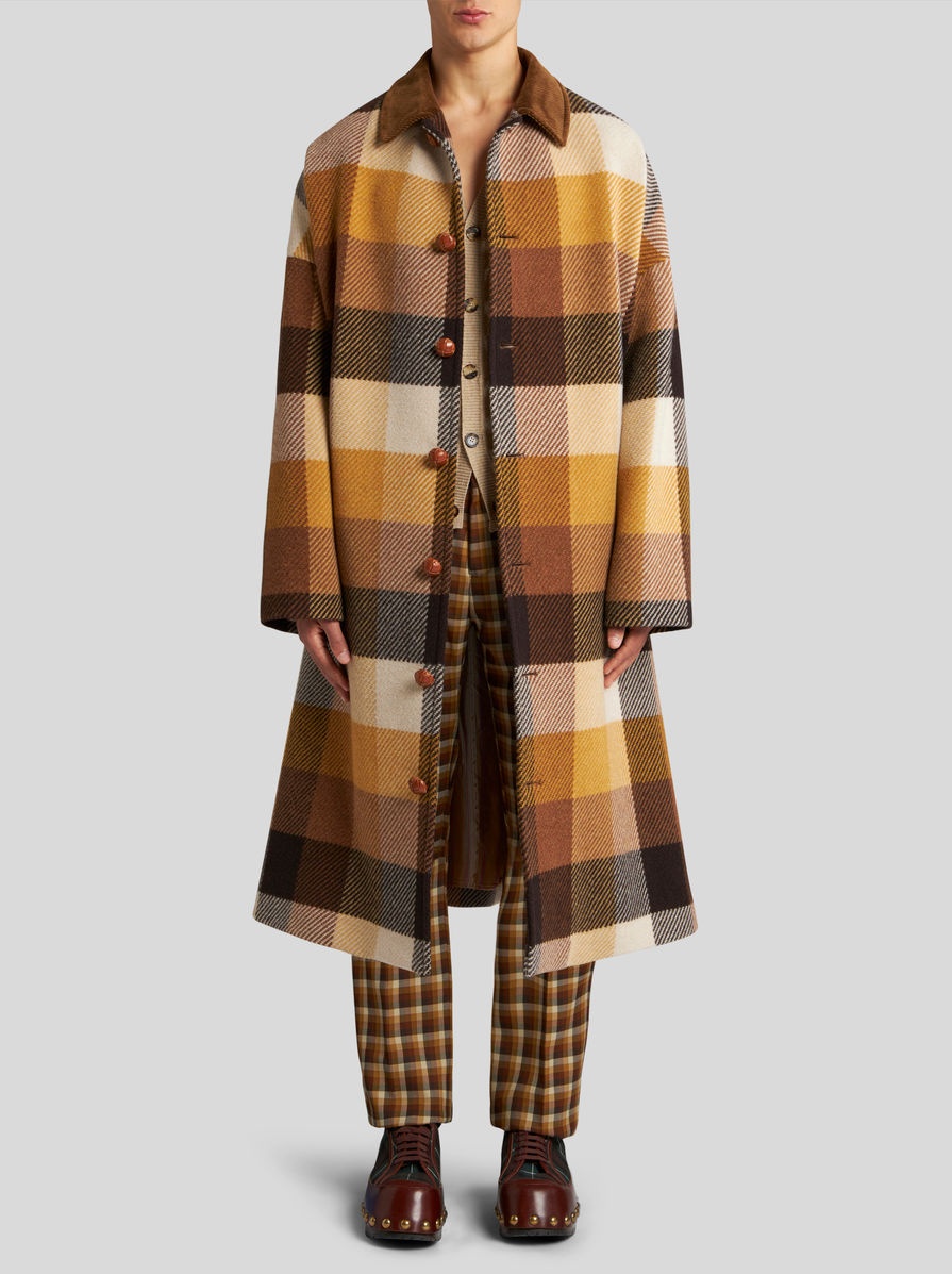VIRGIN WOOL CHECK TROUSERS - 4