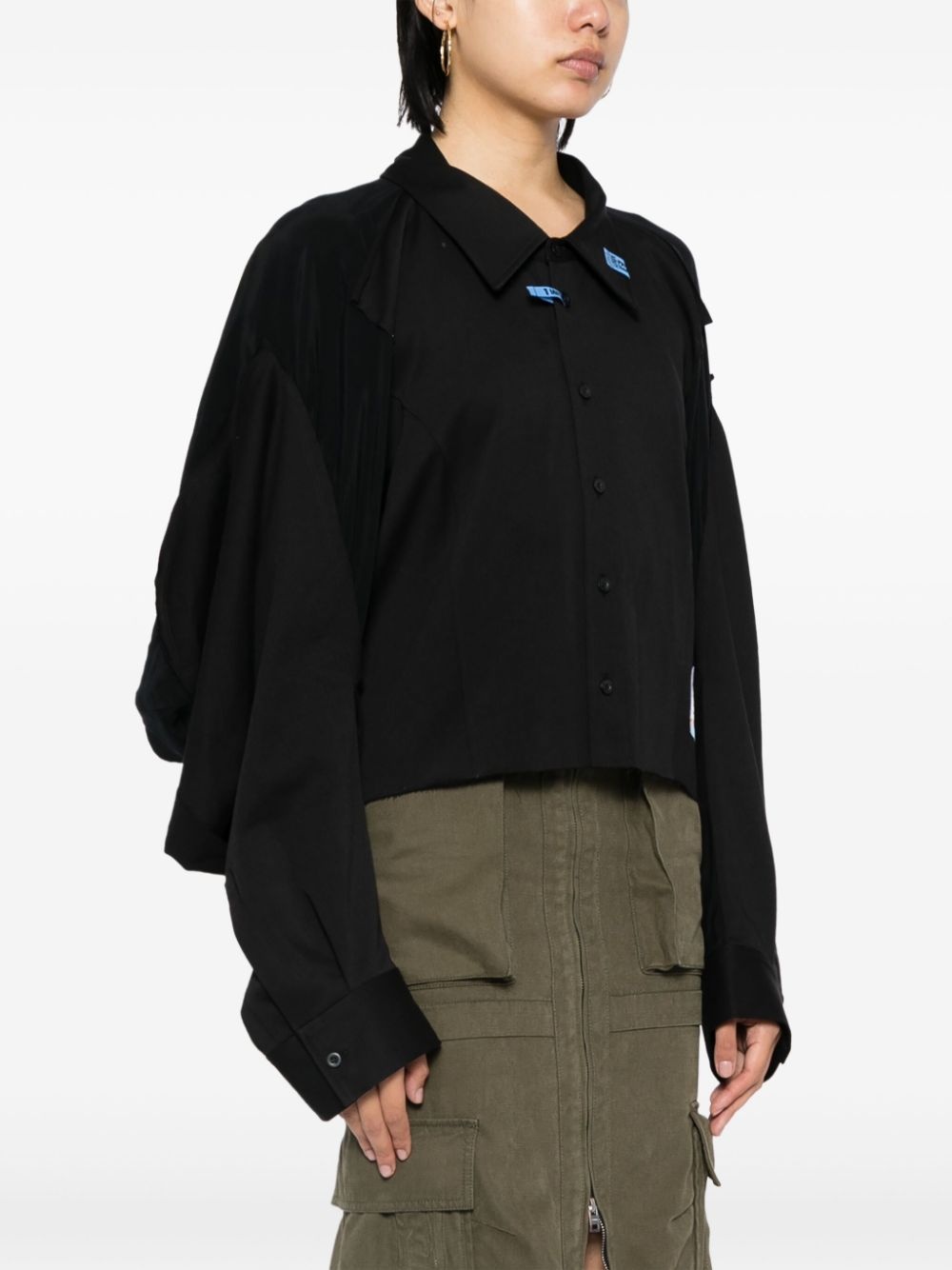 logo-patches panelled cotton shirt - 3