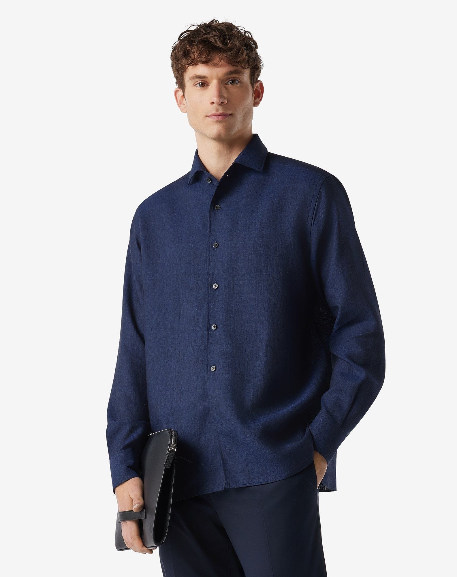 Blue pure chambray linen shirt - 2