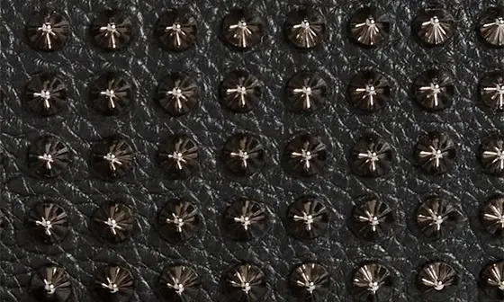 Explorafunk Spike Leather Wallet on a Strap in Black/Black/Gun Metal - 6