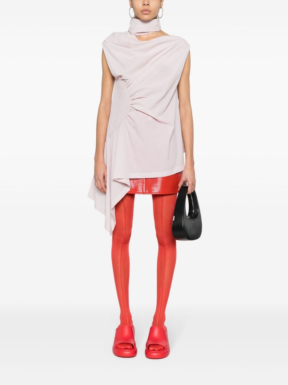 crepe draped sleeveless blouse - 2