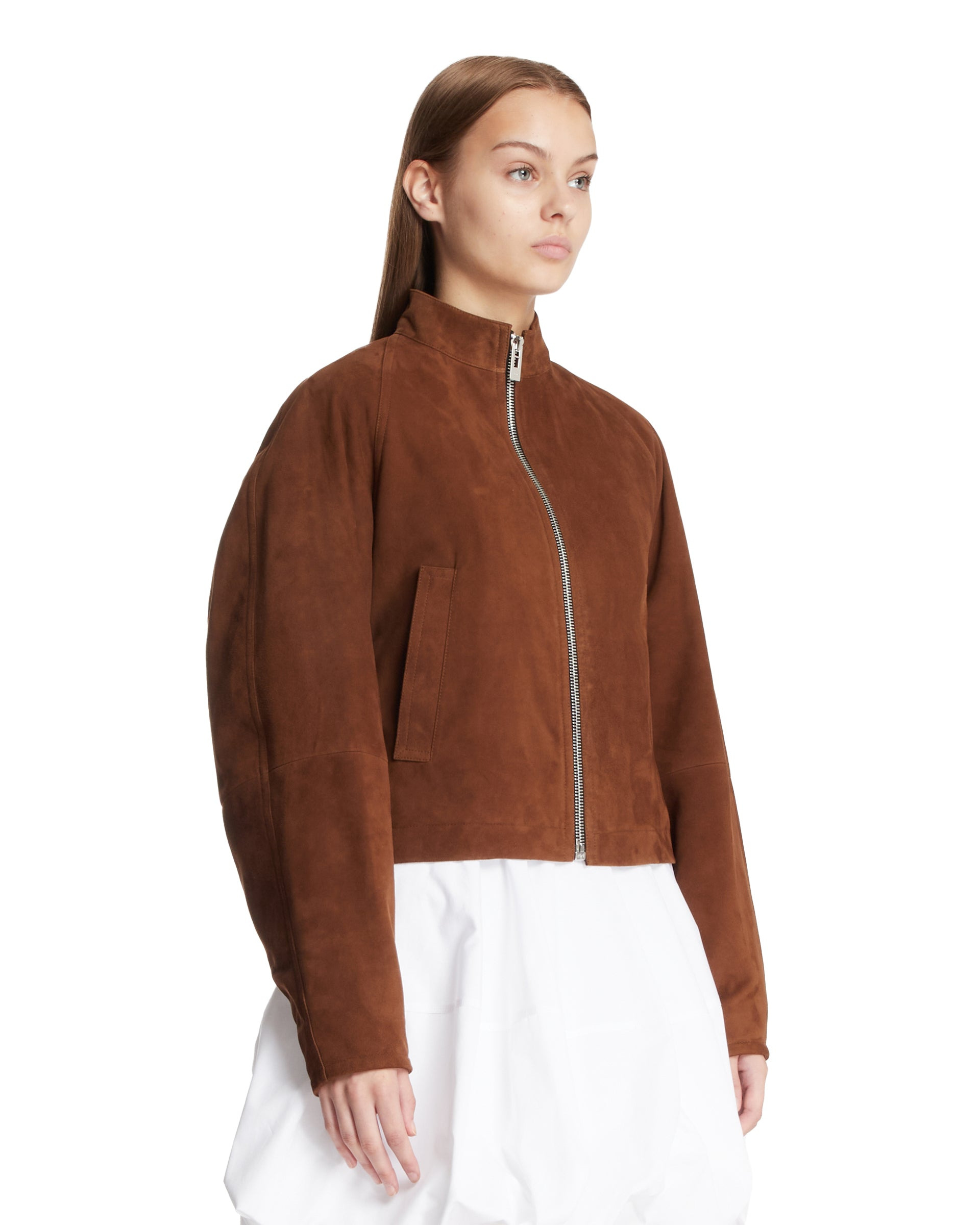 Brown Suede Rounded Jacket - 4