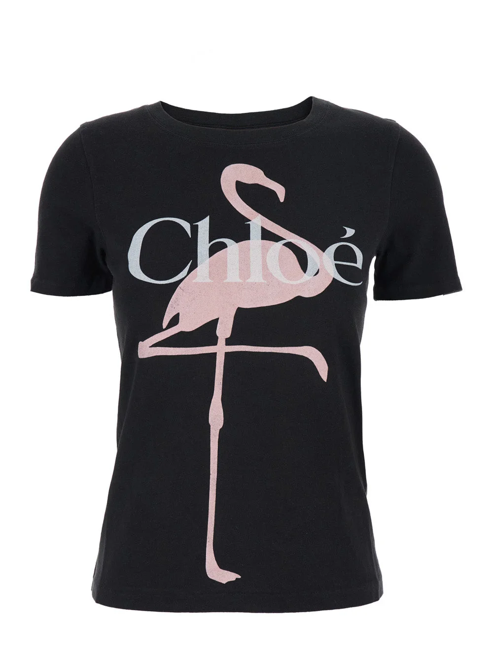 Chloé Women Black Crewneck T-Shirt With Maxi Logo Print On The Front In Cotton Woman - 1