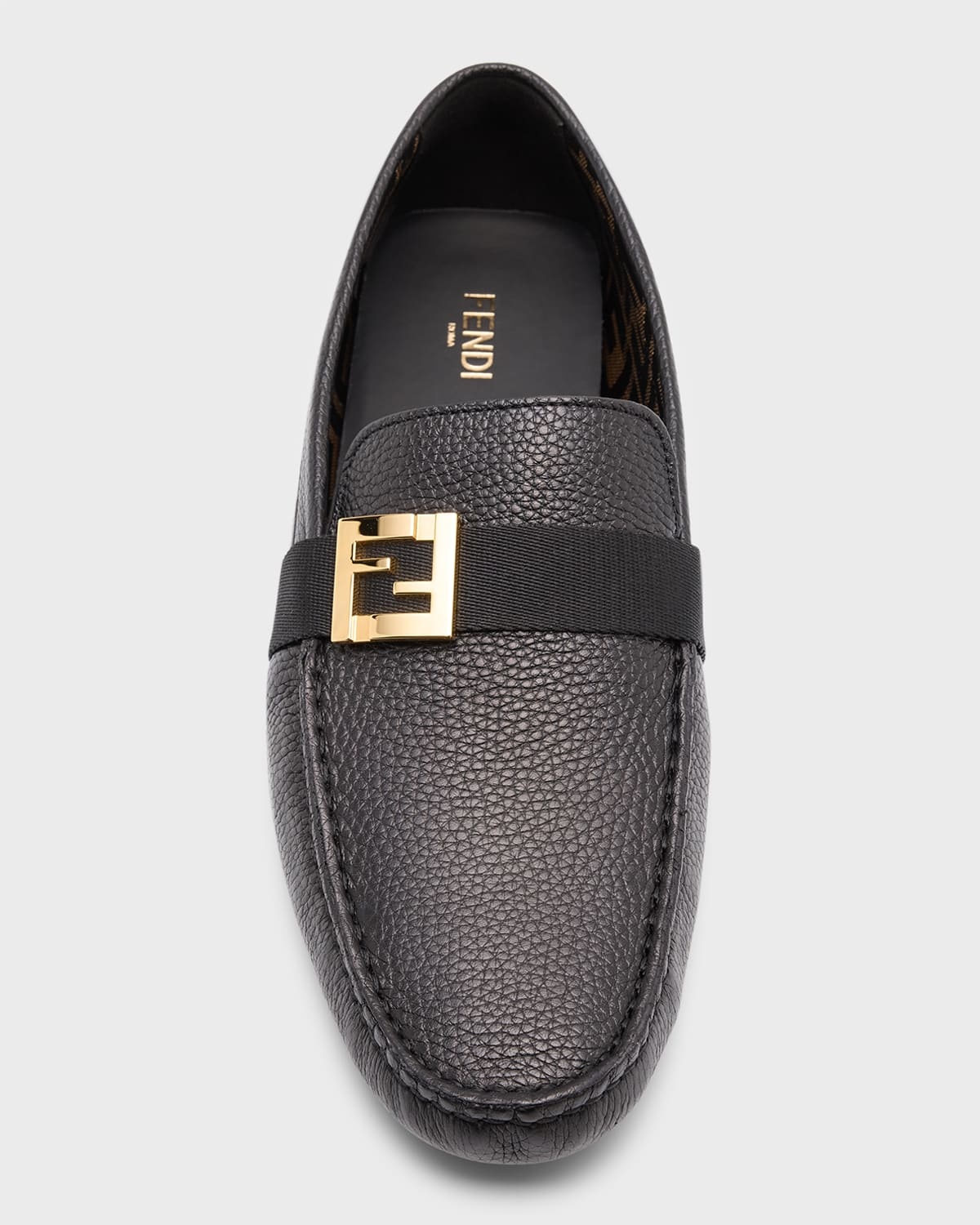 Men's FF-Buckle Leather Driving Shoes - 7