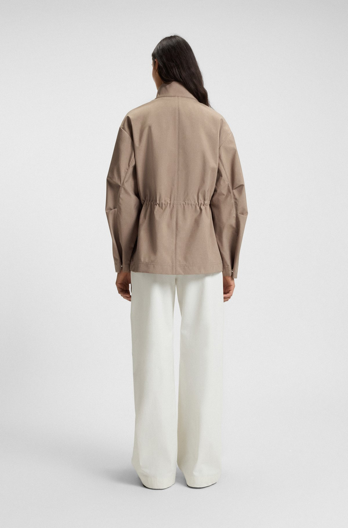 WATER-REPELLENT JACKET WITH GATHERED WAIST - 2
