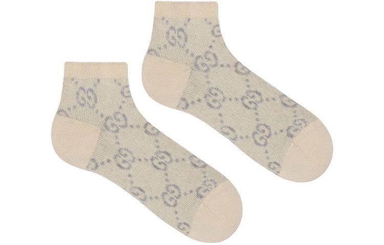 (WMNS) Gucci GG Lam Socks 'Ivory Light Grey' 631451-3GF79-9263 - 2