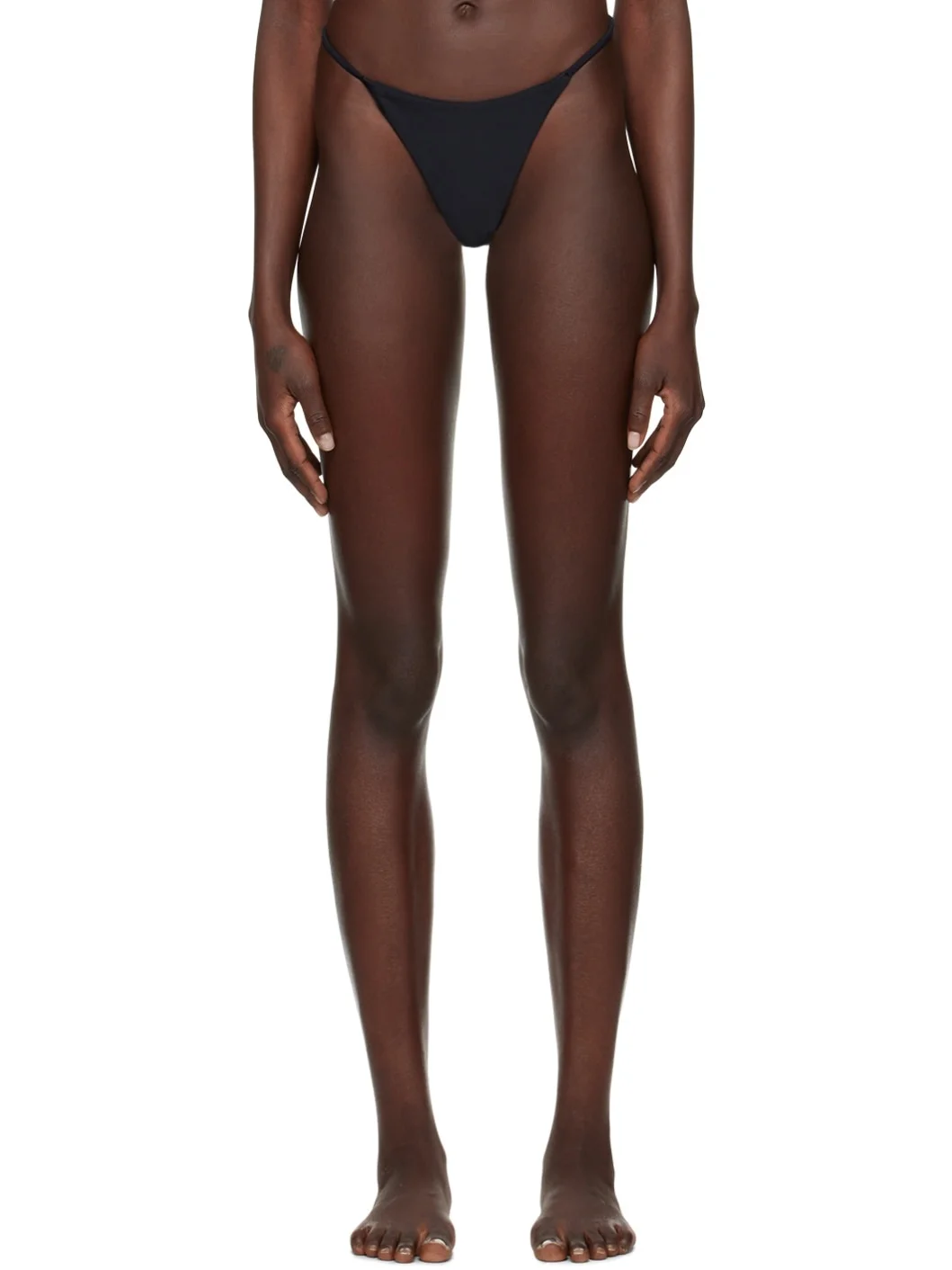 Black Tanga Bikini Bottoms - 1