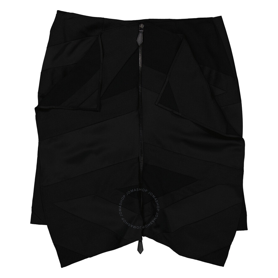 Burberry Ladies Black Intarsia Flag Satin Draped Skirt - 2