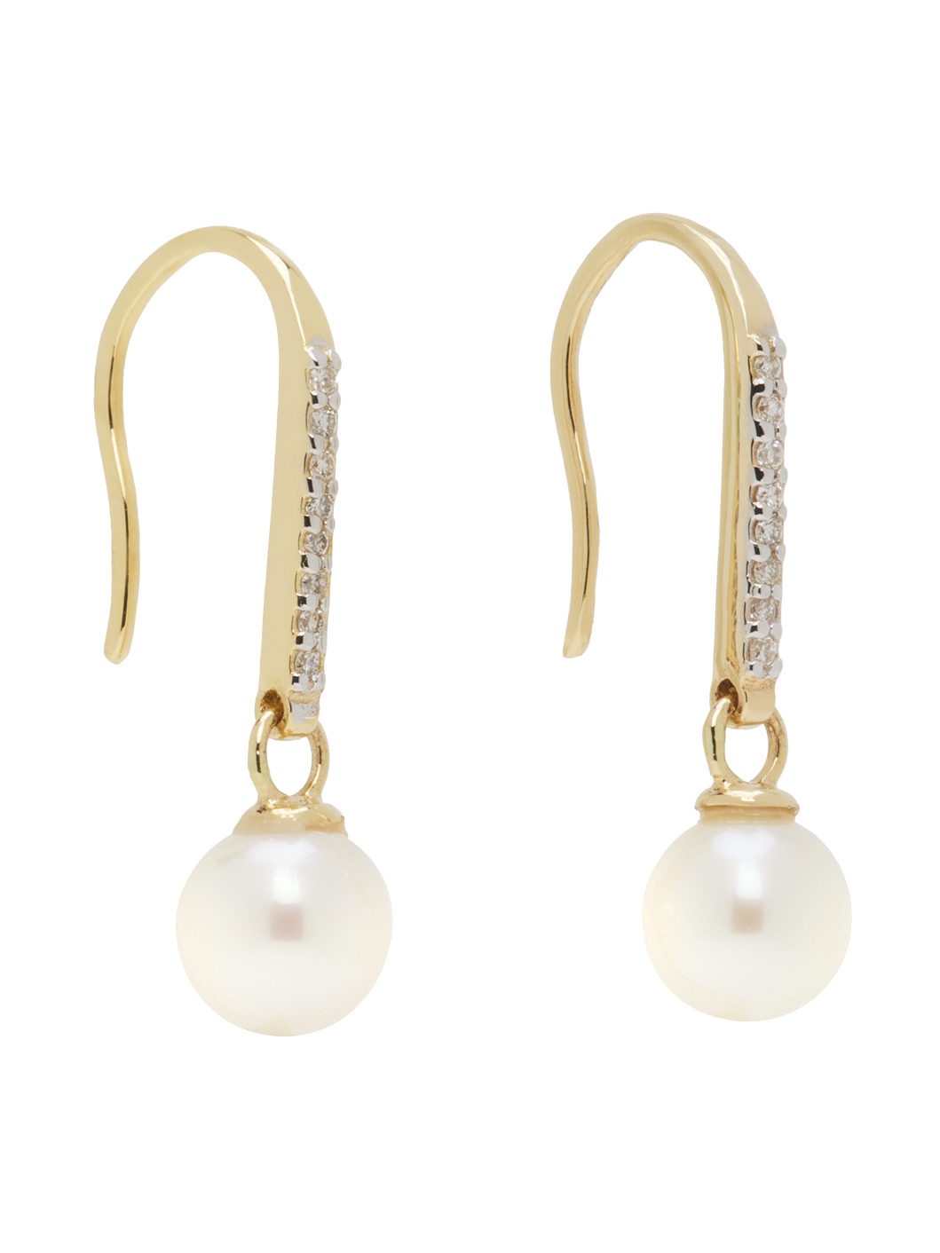 Gold Single Pearl Drop Earrings - 2