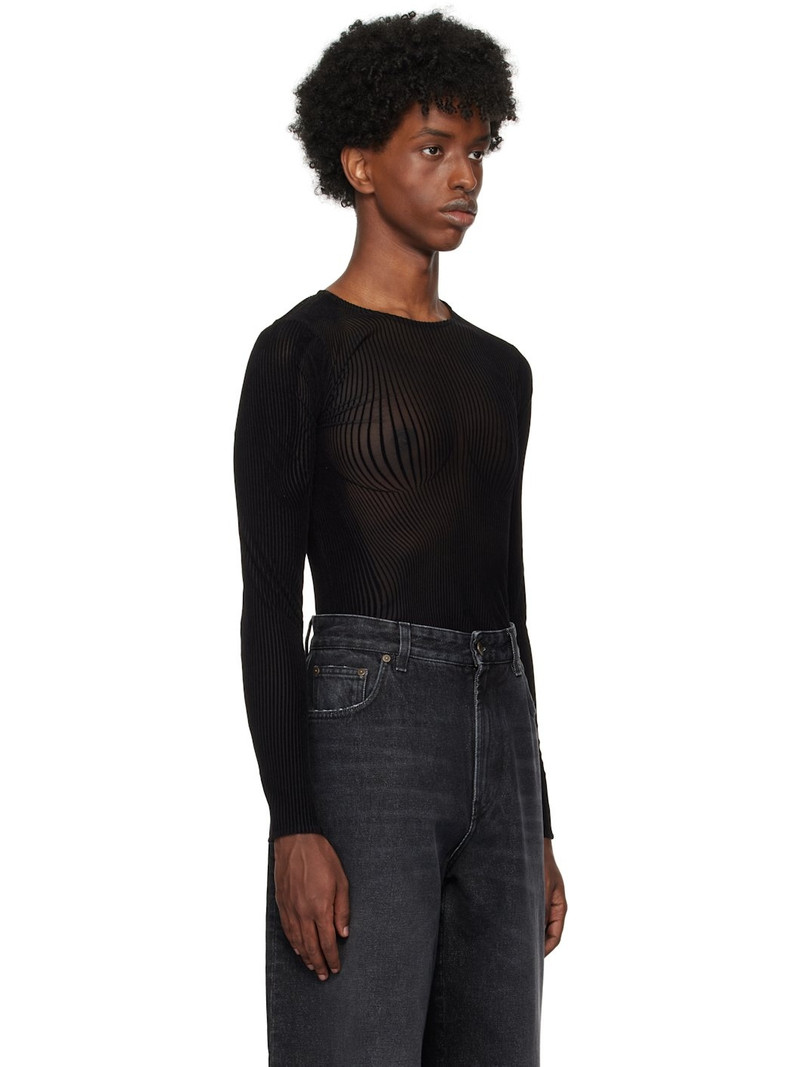 Black 'The Morphing Pinstripes' T-shirt 2