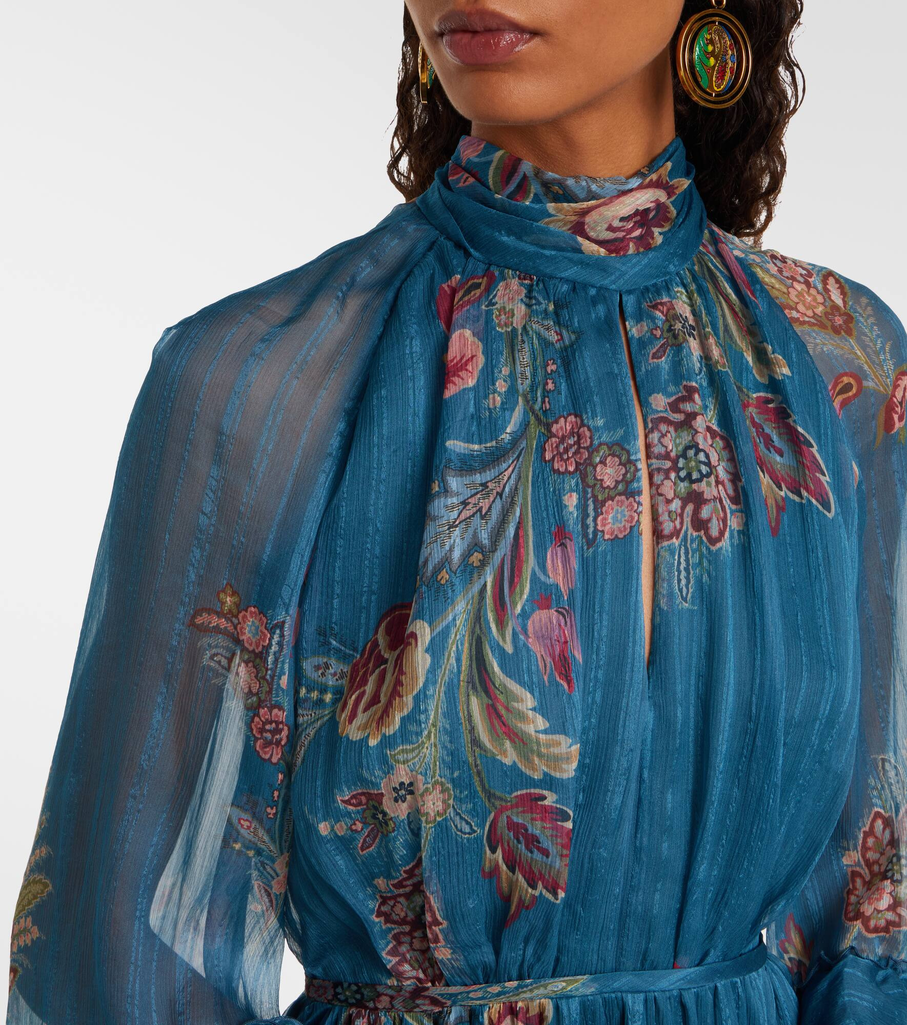 Paisley silk chiffon gown - 4