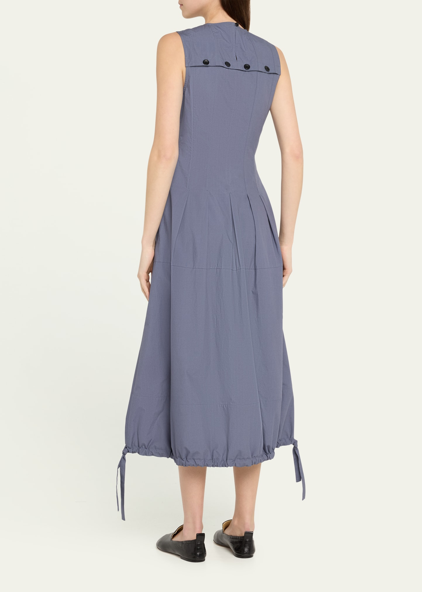 Marley Drawstring Brushed Poplin Midi Dress - 3