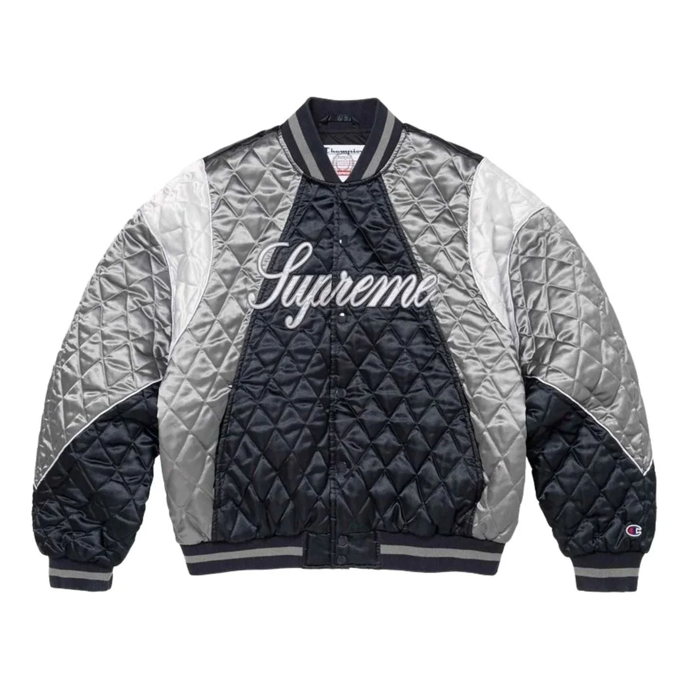 Supreme x Champion FW26 Quilted Satin Varsity Jacket 'Navy' SUP-FW26-049-NVY - 1